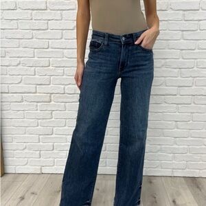 ADDIE MID RISE VINTAGE WASH WIDE LEG JEANS